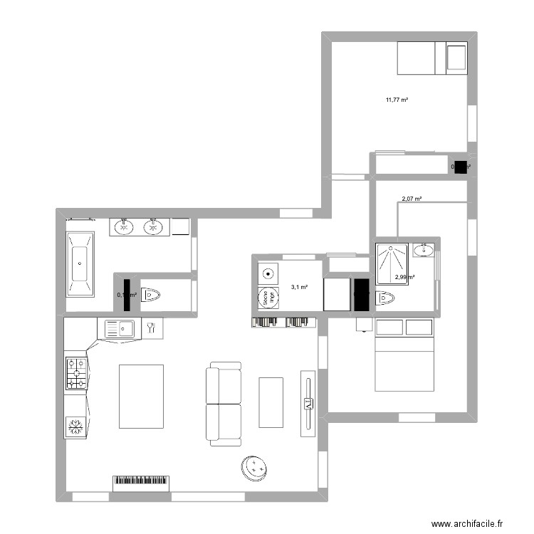 Central Parc A04. Plan de 7 pièces et 21 m2