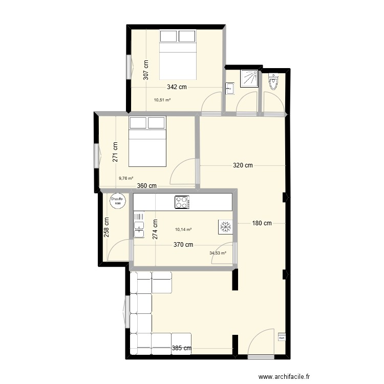 appt silo. Plan de 6 pièces et 68 m2