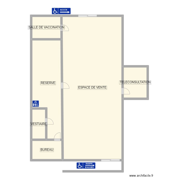 pharmacie. Plan de 6 pièces et 214 m2