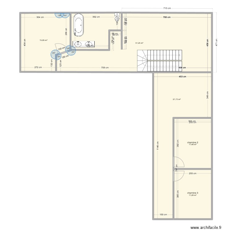 jean-jacques dedieu. Plan de 5 pièces et 118 m2