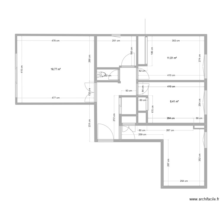 appart. Plan de 5 pièces et 41 m2