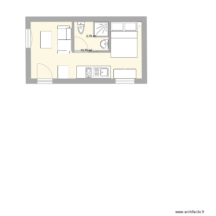 APPART 1 . Plan de 2 pièces et 20 m2