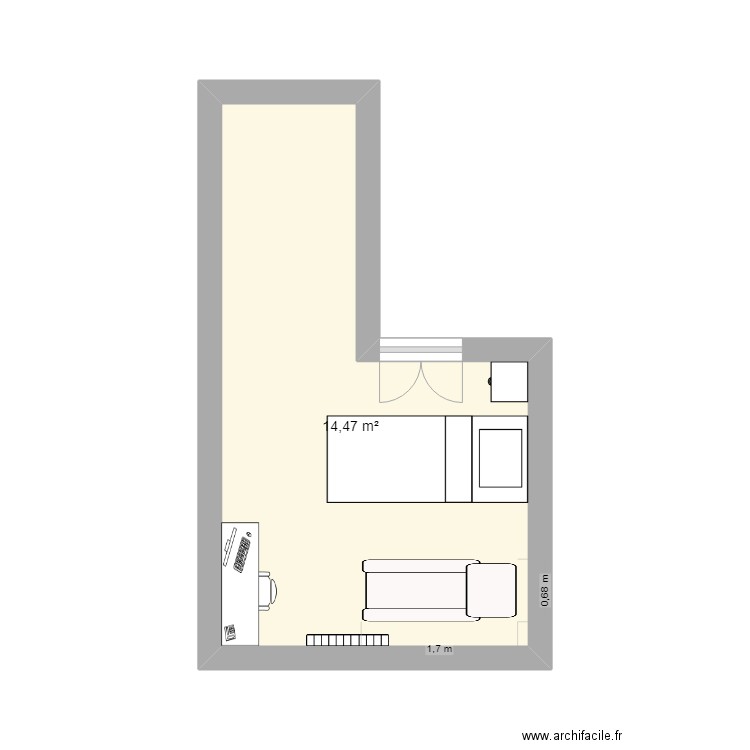 Chambre Alice. Plan de 1 pièce et 14 m2