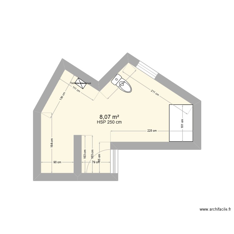 SDB RENOVATION. Plan de 1 pièce et 8 m2