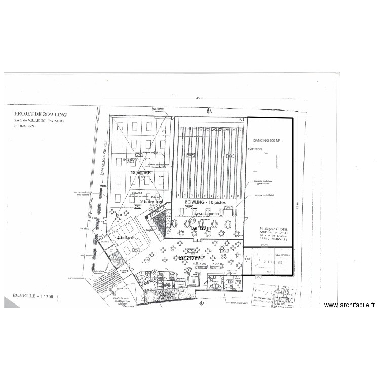 Bowling. Plan de 0 pièce et 0 m2