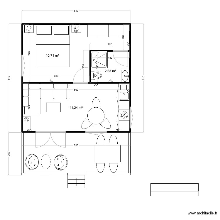 GAIA STAFF CABIN. Plan de 3 pièces et 25 m2