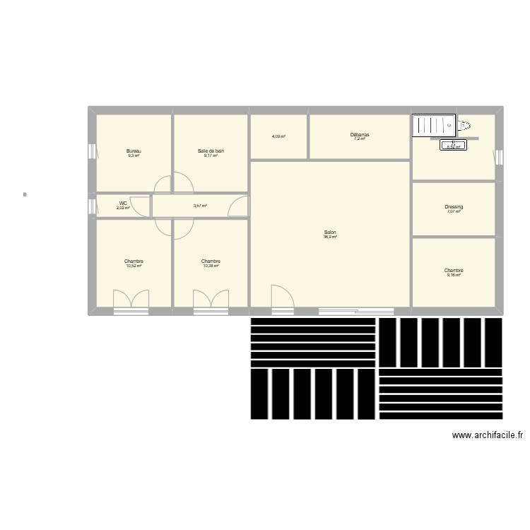 maison sb pf. Plan de 12 pièces et 118 m2