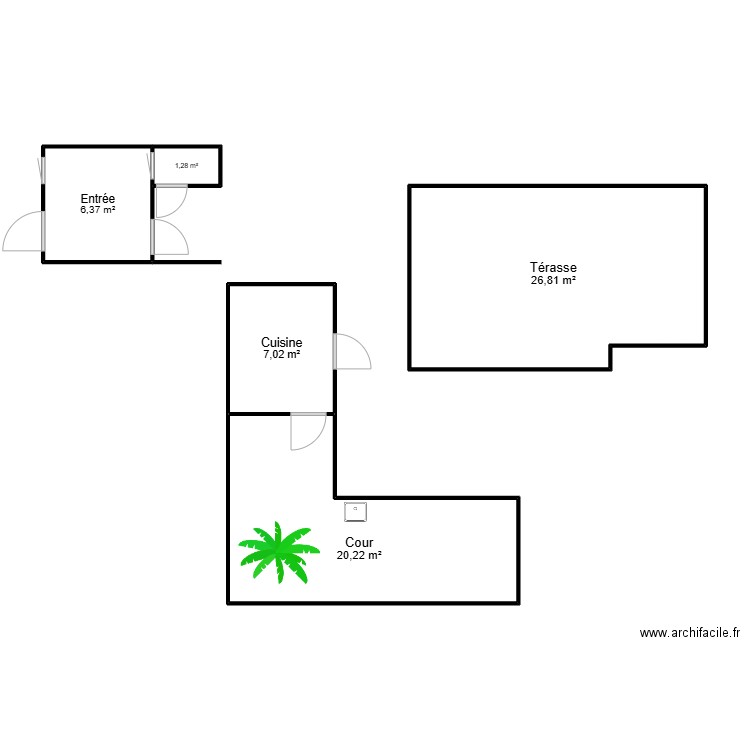 Plan Marissa. Plan de 5 pièces et 62 m2