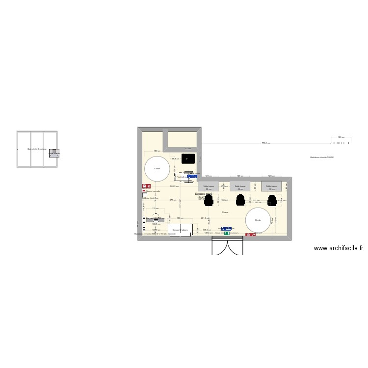 Sas BS barber. Plan de 1 pièce et 37 m2