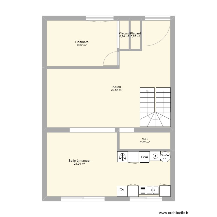 Berthe1RDC. Plan de 6 pièces et 63 m2