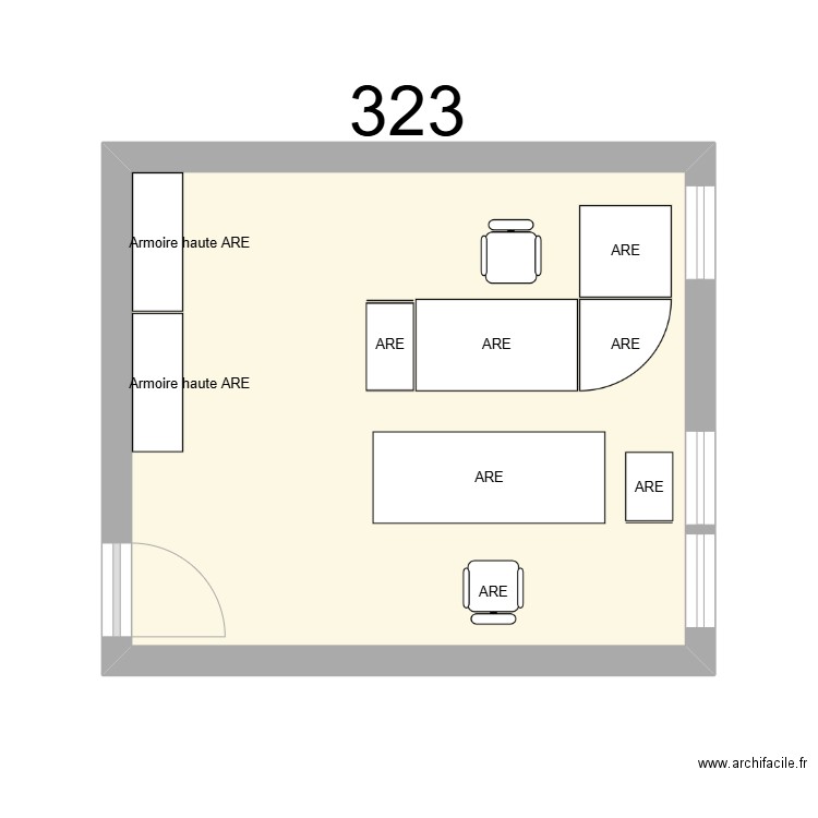 Bureau R 323 - ARE. Plan de 1 pièce et 19 m2