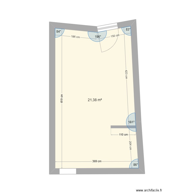 boutique mouans. Plan de 1 pièce et 21 m2