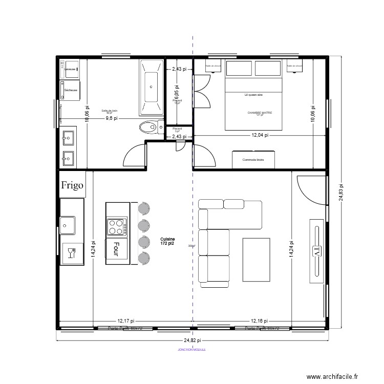 Chalet Joel Malette. Plan de 5 pièces et 55 m2