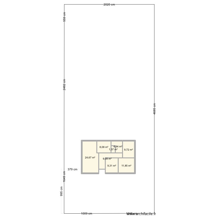 Plan cadastre. Plan de 8 pièces et 79 m2