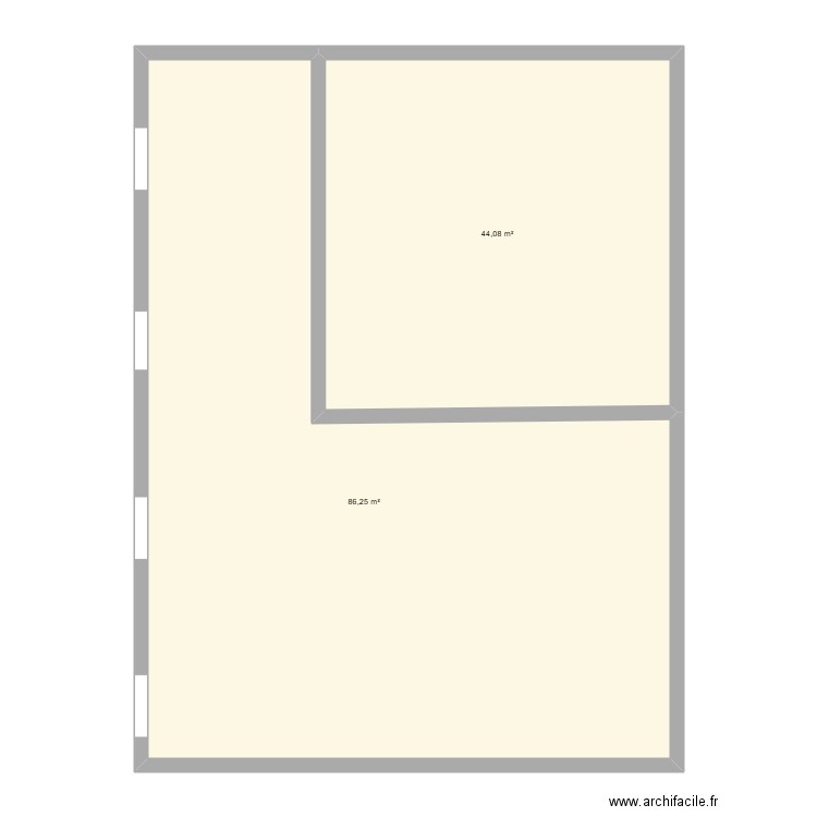 RDC maison. Plan de 2 pièces et 130 m2