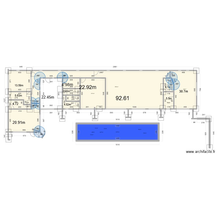 villa lot18. Plan de 14 pièces et 265 m2