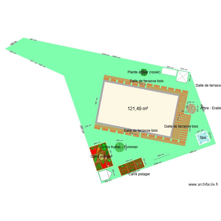 MAISON. Plan de 1 pièce et 121 m2