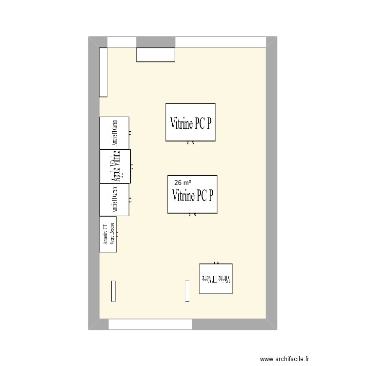 Plan Magasin. Plan de 1 pièce et 26 m2