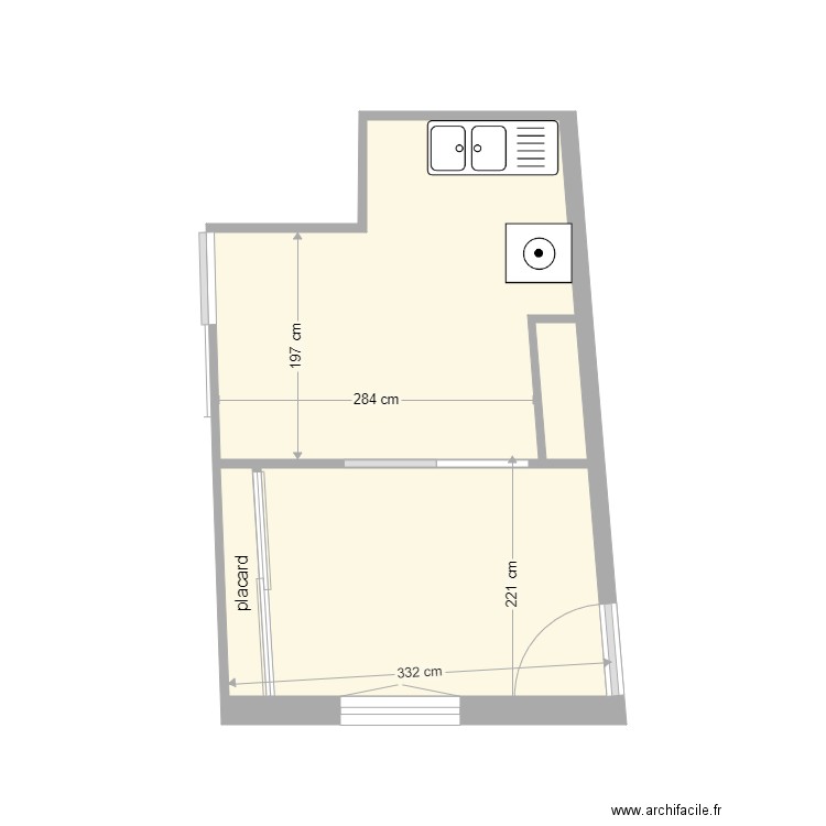 isabelle projet 1. Plan de 3 pièces et 14 m2