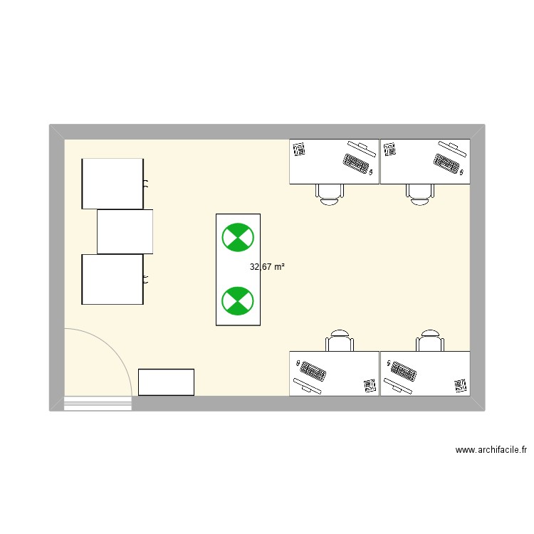 Contrôle RB. Plan de 1 pièce et 33 m2