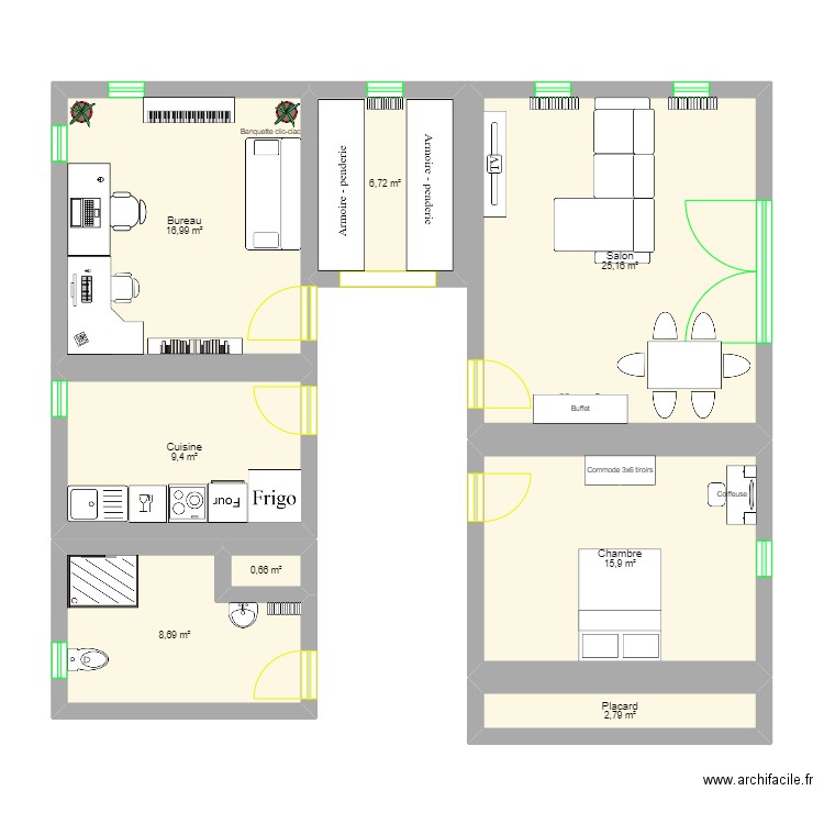 Appartement Le Locle. Plan de 8 pièces et 86 m2