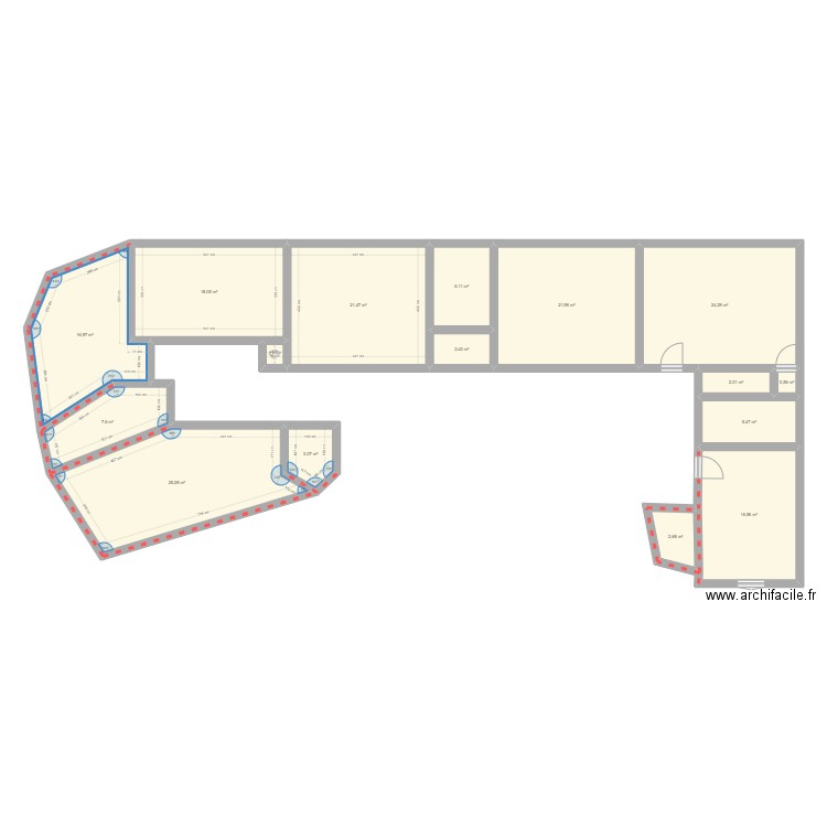 loc 01. Plan de 16 pièces et 175 m2