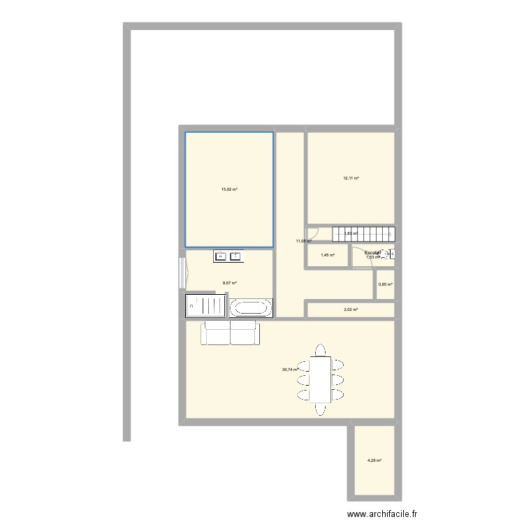 JosephV2. Plan de 11 pièces et 90 m2