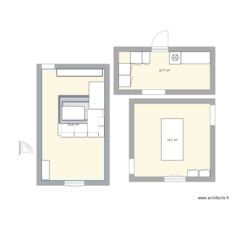 Maison varacieux. Plan de 3 pièces et 42 m2