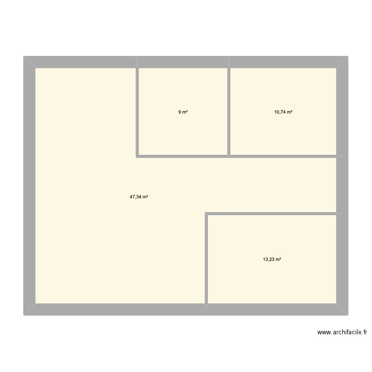 plain pied . Plan de 4 pièces et 80 m2