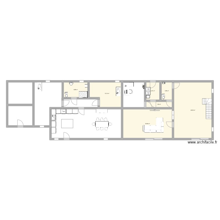 Maison. Plan de 7 pièces et 98 m2