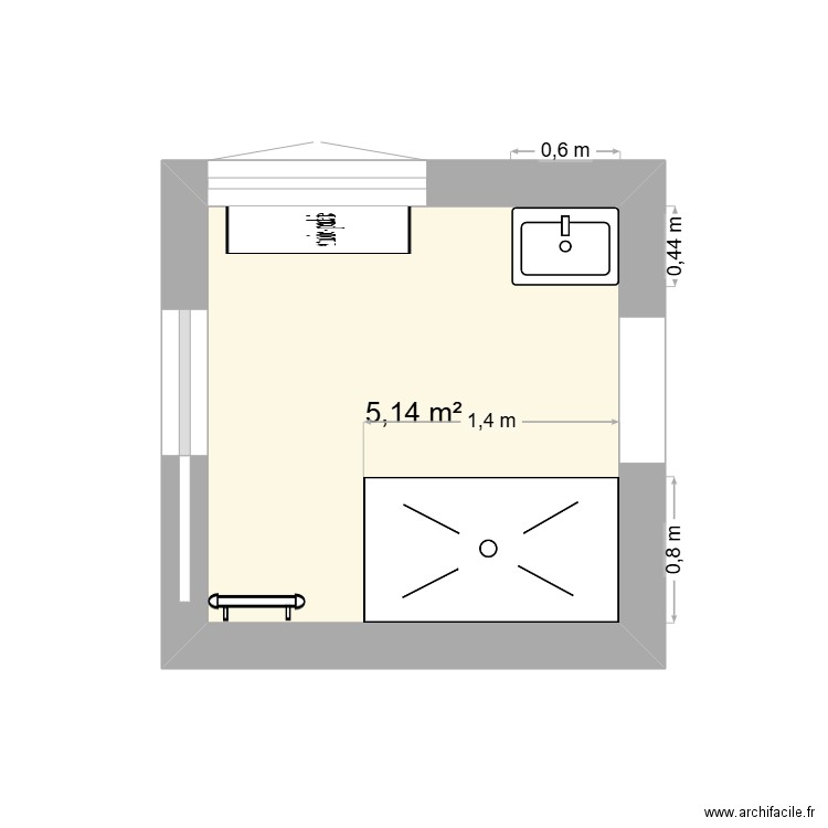 salle de bain. Plan de 1 pièce et 5 m2