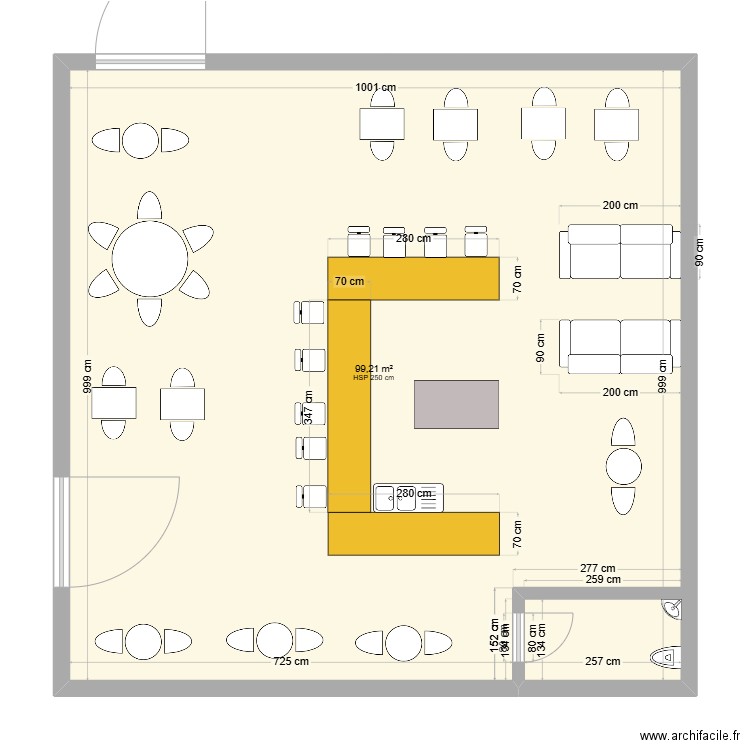 L'Officine Café 3. Plan de 1 pièce et 99 m2