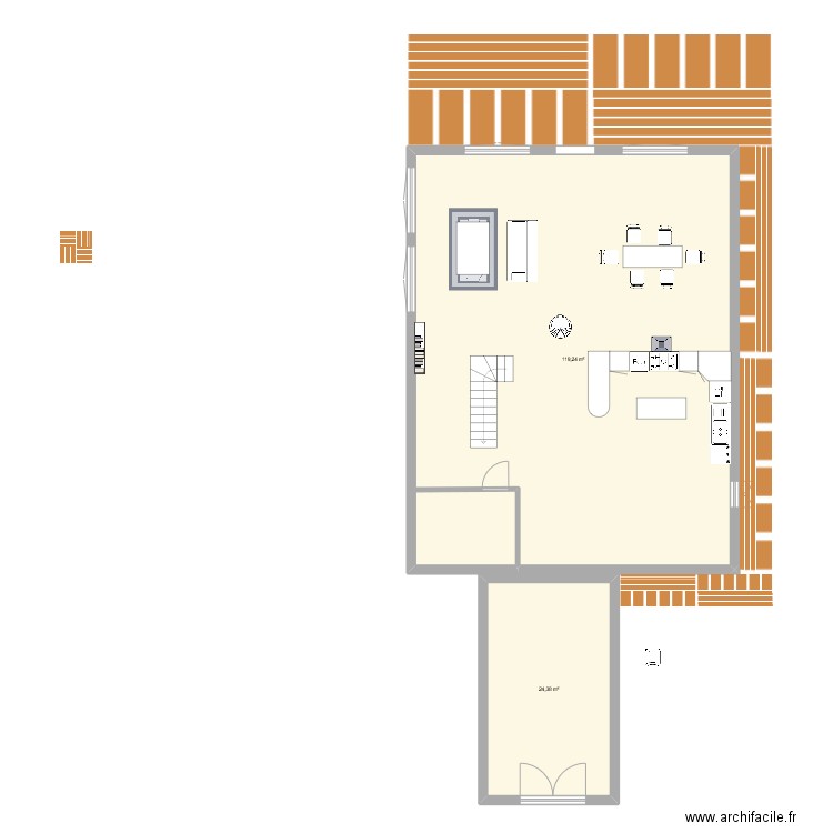 esq 1. Plan de 2 pièces et 144 m2