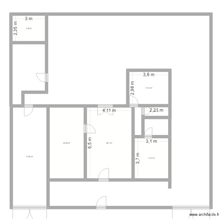 nouvelle librairie. Plan de 7 pièces et 106 m2