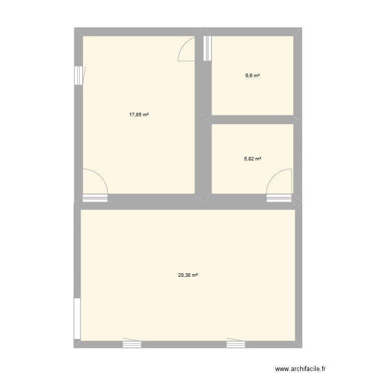 agrandissement maison. Plan de 4 pièces et 59 m2