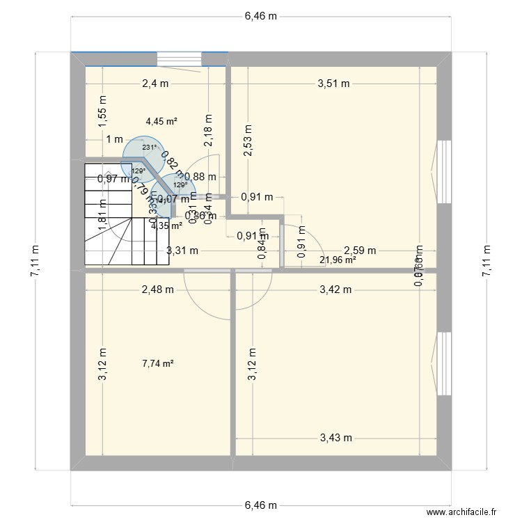 BELLECHASSE 1er Etage. Plan de 4 pièces et 38 m2