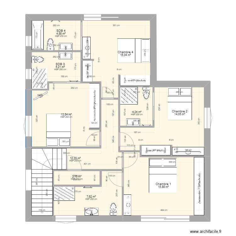 plan etage avec chris. Plan de 10 pièces et 95 m2