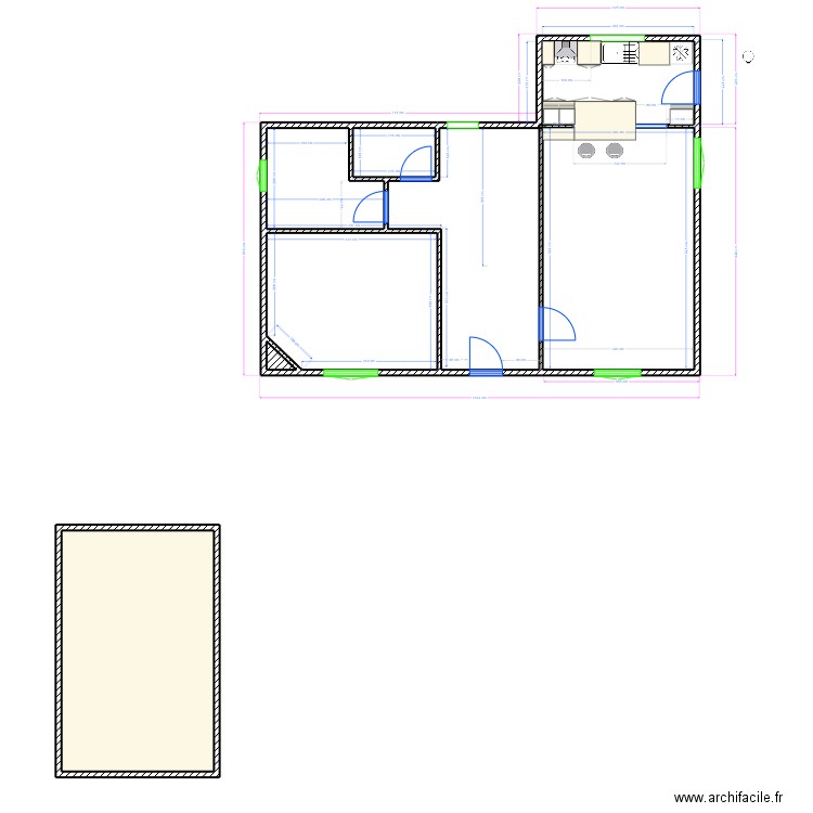 MAISON THEZE RDC BASE. Plan de 6 pièces et 75 m2