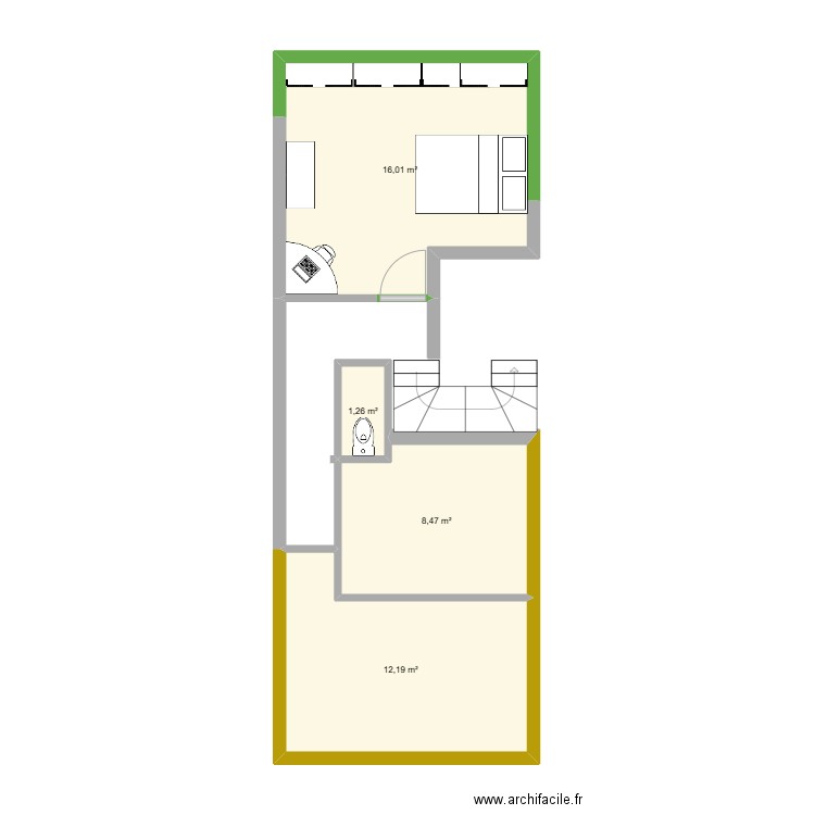 Leledan1. Plan de 4 pièces et 38 m2