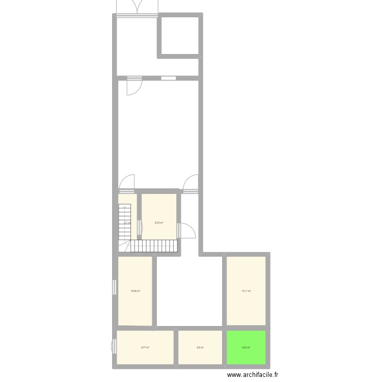 Plan C. Plan de 7 pièces et 59 m2