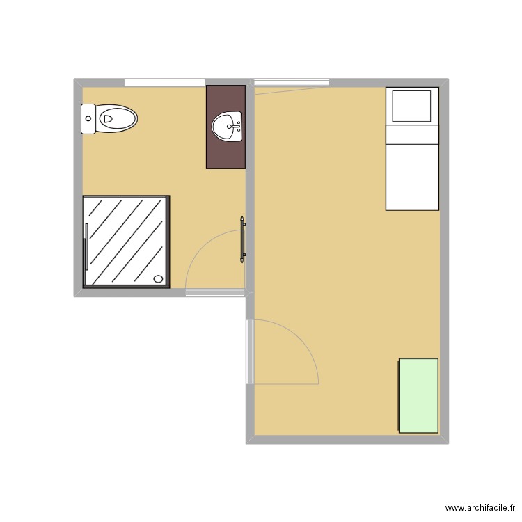 Amiens. Plan de 3 pièces et 33 m2