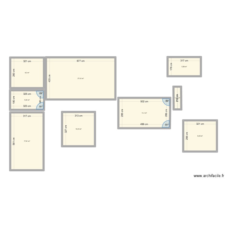 Plan Mél 2. Plan de 9 pièces et 101 m2