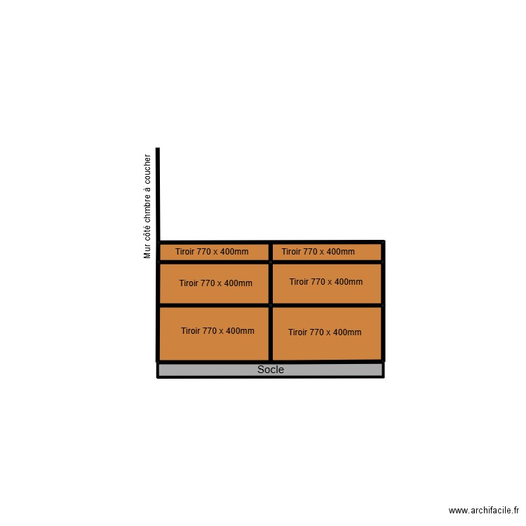 Cuisine Lacet Ilotface côté parquing. Plan de 4 pièces et 1 m2