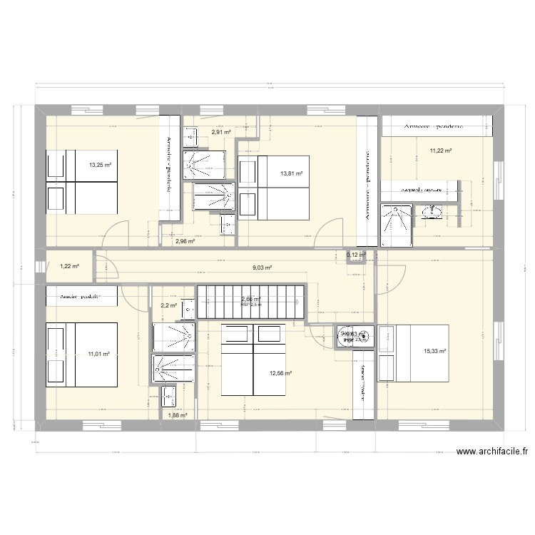 perols haut 08 03 10. Plan de 15 pièces et 101 m2