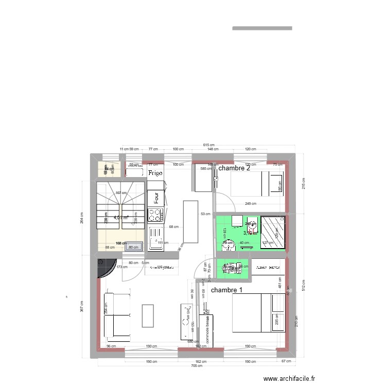 immeuble1 1er Projet 1b 3pièces. Plan de 4 pièces et 9 m2