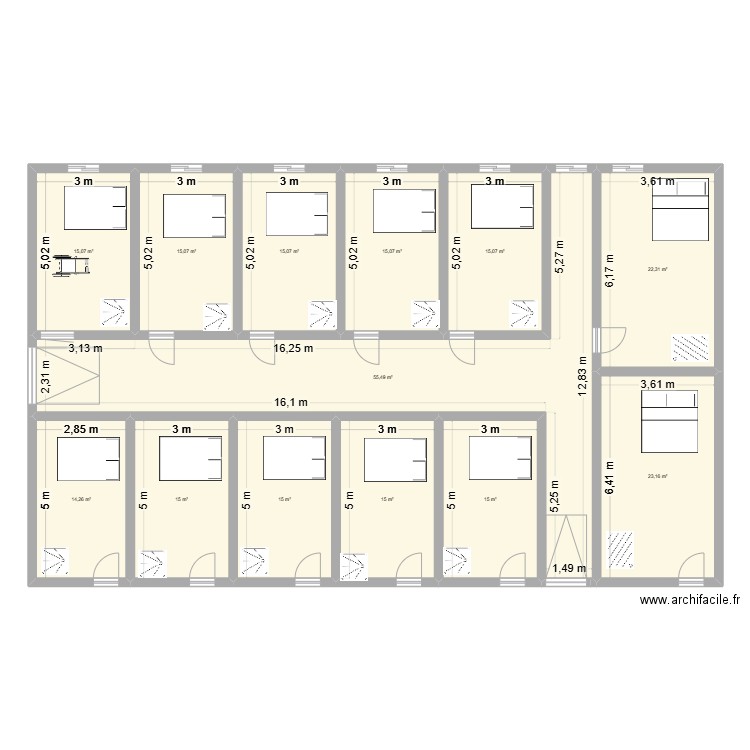 CADASTRE GOURLIZON 3. Plan de 13 pièces et 251 m2