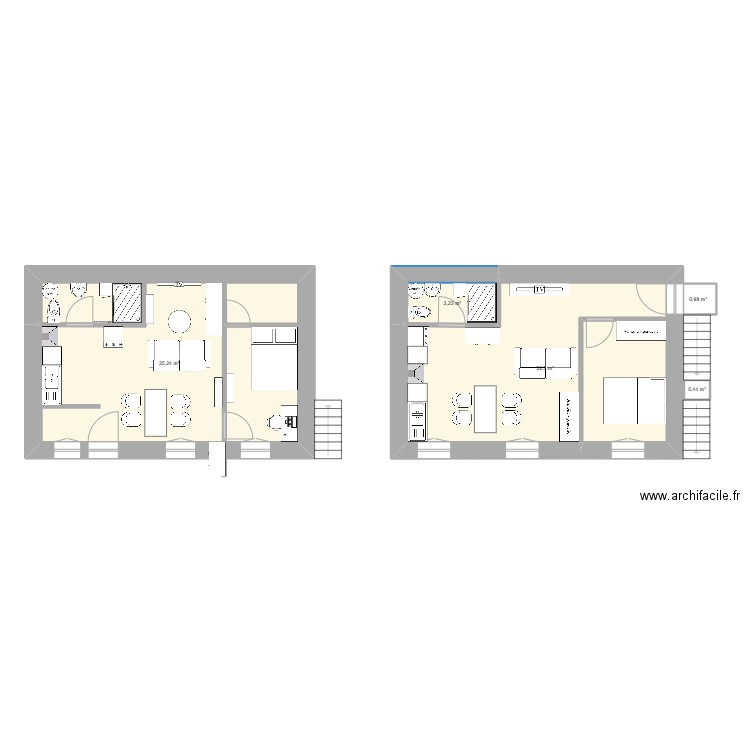 Rdc maison 1. Plan de 5 pièces et 72 m2