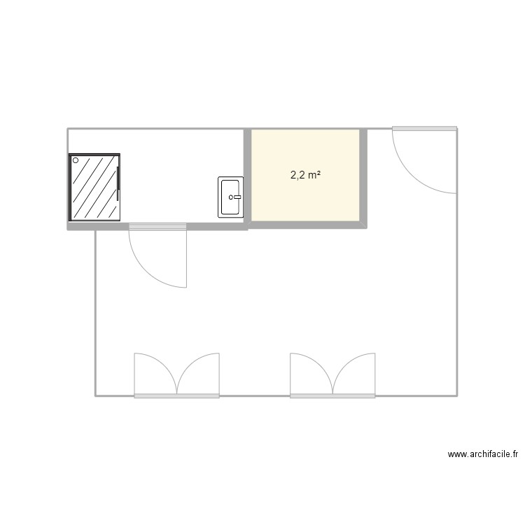 13SJ. Plan de 1 pièce et 2 m2