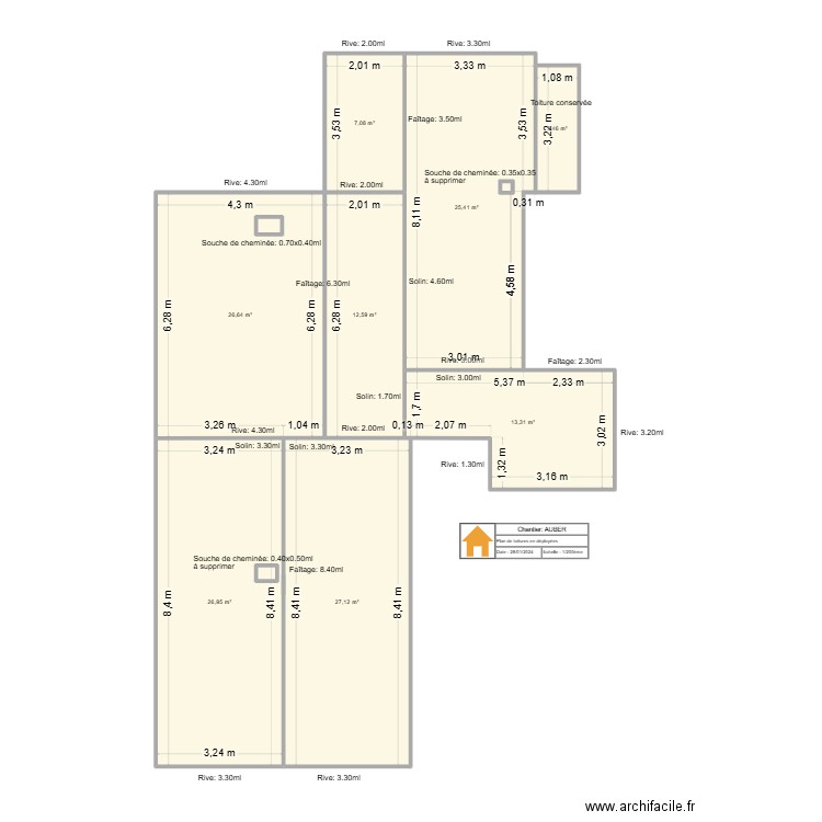 Plan AUBER. Plan de 11 pièces et 144 m2