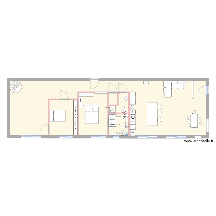 extension 2. Plan de 2 pièces et 150 m2